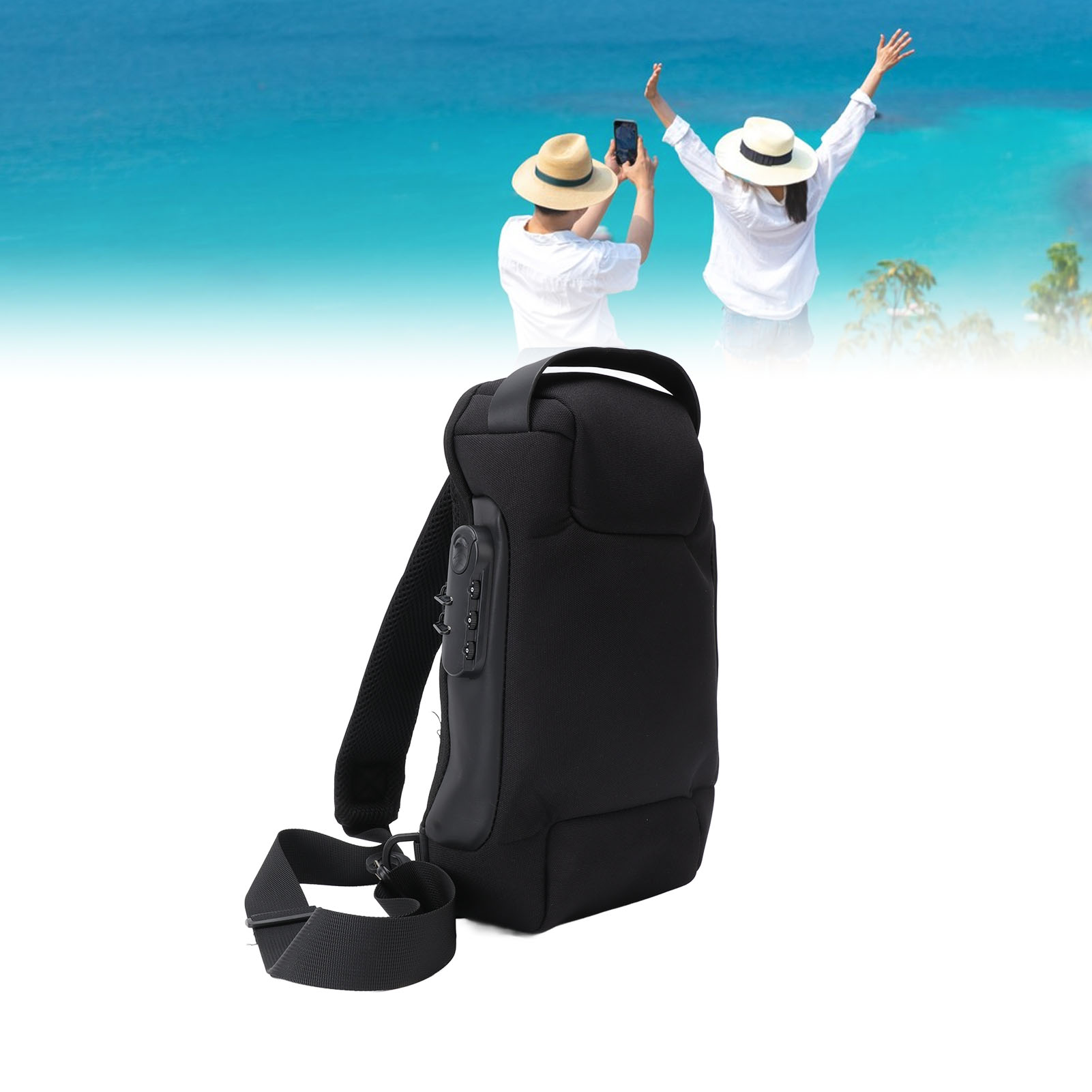 Sling Backpack Shoulder - ショルダーバックパック オックスフォード布 大容量 ロック可能なジッパー ポータブル スリングバッグ