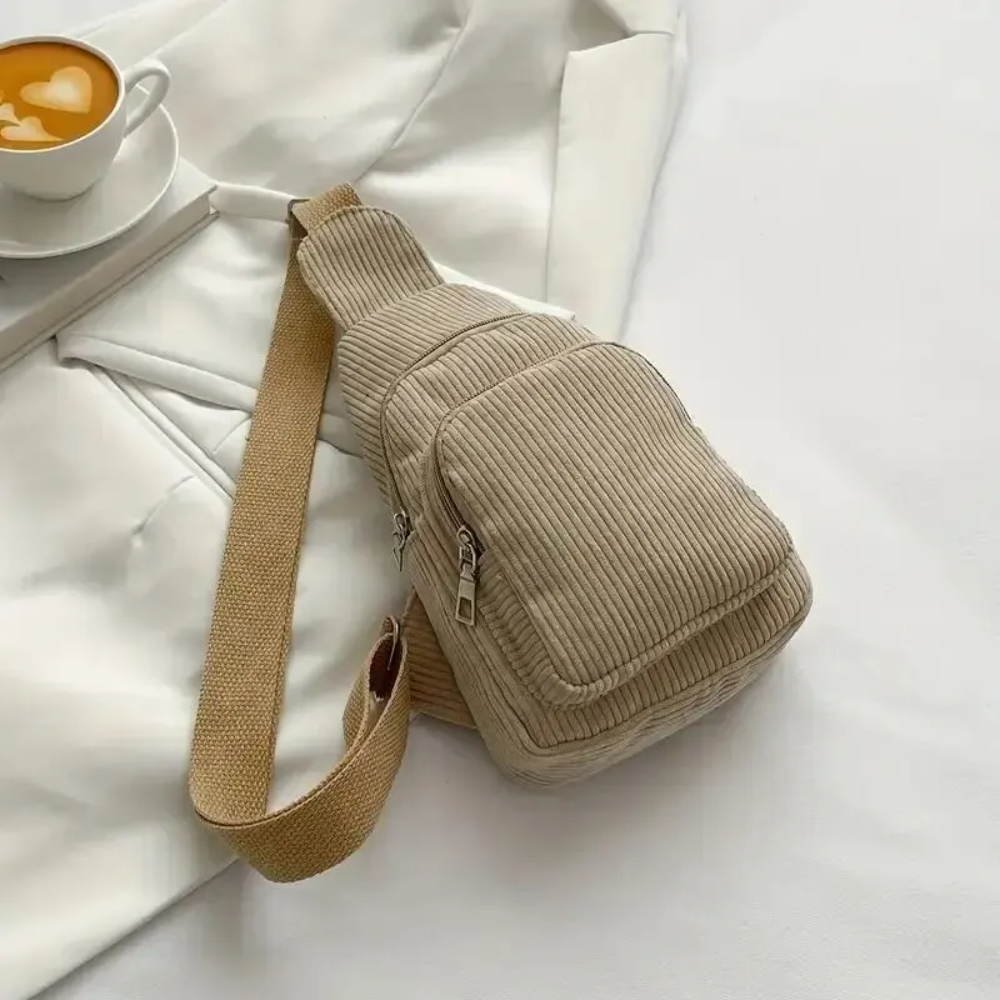 Sling Backpack Shoulder - ヴィンテージコーデュロイクロスボディバッグレトロチェストスリングバッグ女性のカジュアルショルダー財布 & バックパックスリムミニ電話ポーチ