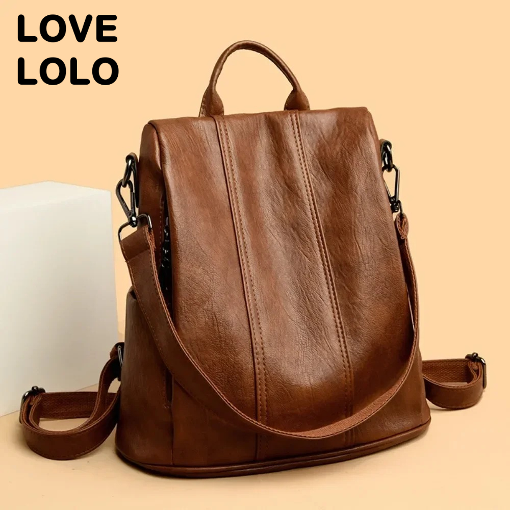 Travel Backpack Anti Theft - 女性用新型盗難防止ノートパソコンバックパック、高品質ソフトレザーヴィンテージバッグ、スクールバッグ、14.9L大容量トラベルブックバッグ