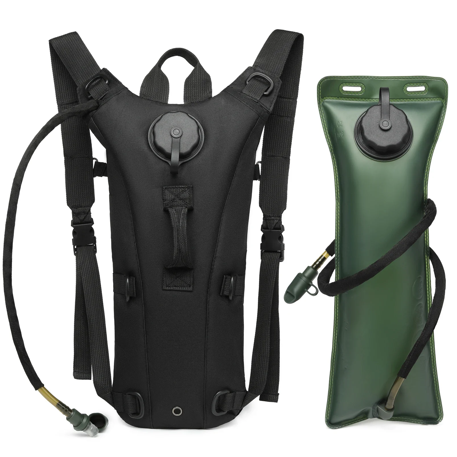 Rucksack Military Style - 軍用戦術キャメルバックパック、3L防水ウォーターブラダー付きハイドレーションパック、ランニング、ジョギング、サイクリング、ハイキング用