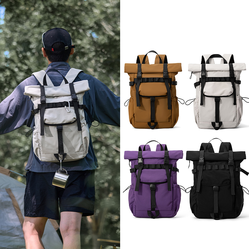 新しいメンズロールマウス拡張式トラベルバックパック、ノートパ - Hiking Backpack Waterproof のレビューと価格