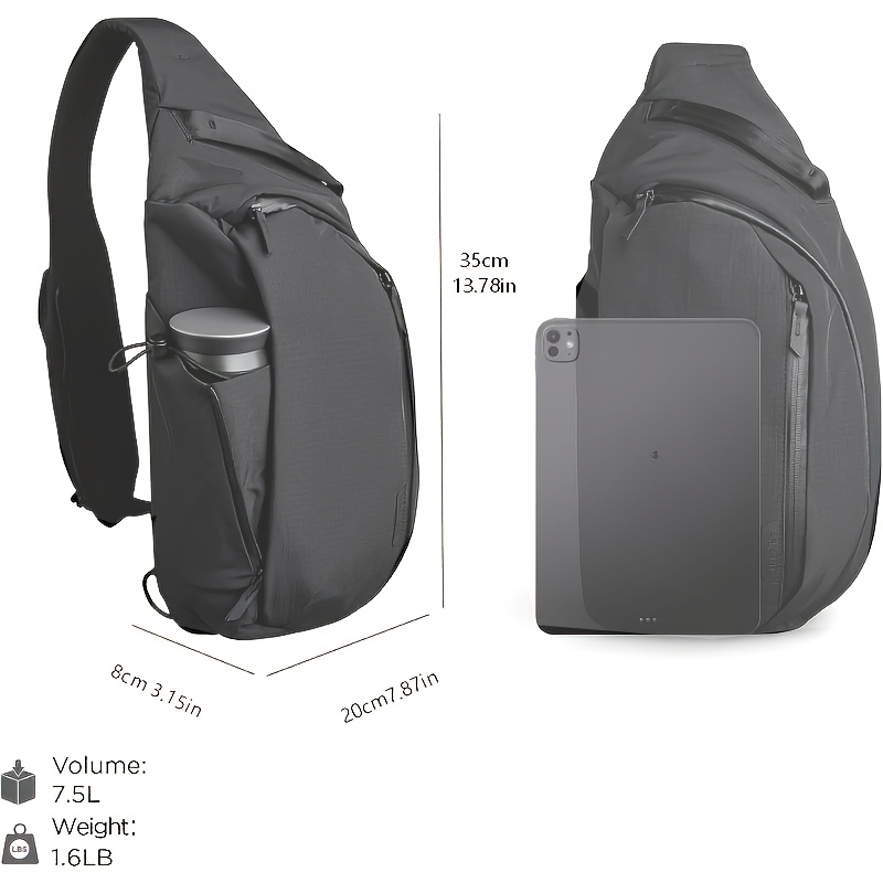 右肩用チェストバッグ 7.5L - クロスボディバッグ、スリ - Sling Backpack Shoulder のレビューと価格